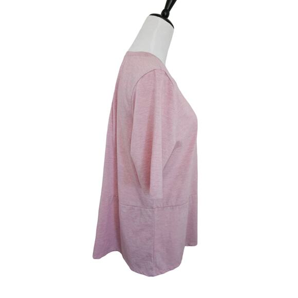 Women Sz 14/16 Pink Soft Lagenlook Asymmetrical Crew Neck Tee Shirt Lane Bryant - Picture 4 of 9